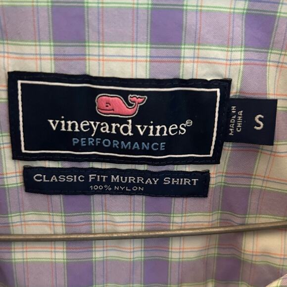 Vineyard vines Lavender purple Plaid Men’s long sleeve button up Shirt sz small - Picture 6 of 12